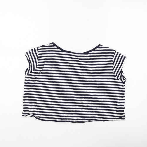 Zara Women's Black Striped Cropped T-Shirt, Size S
