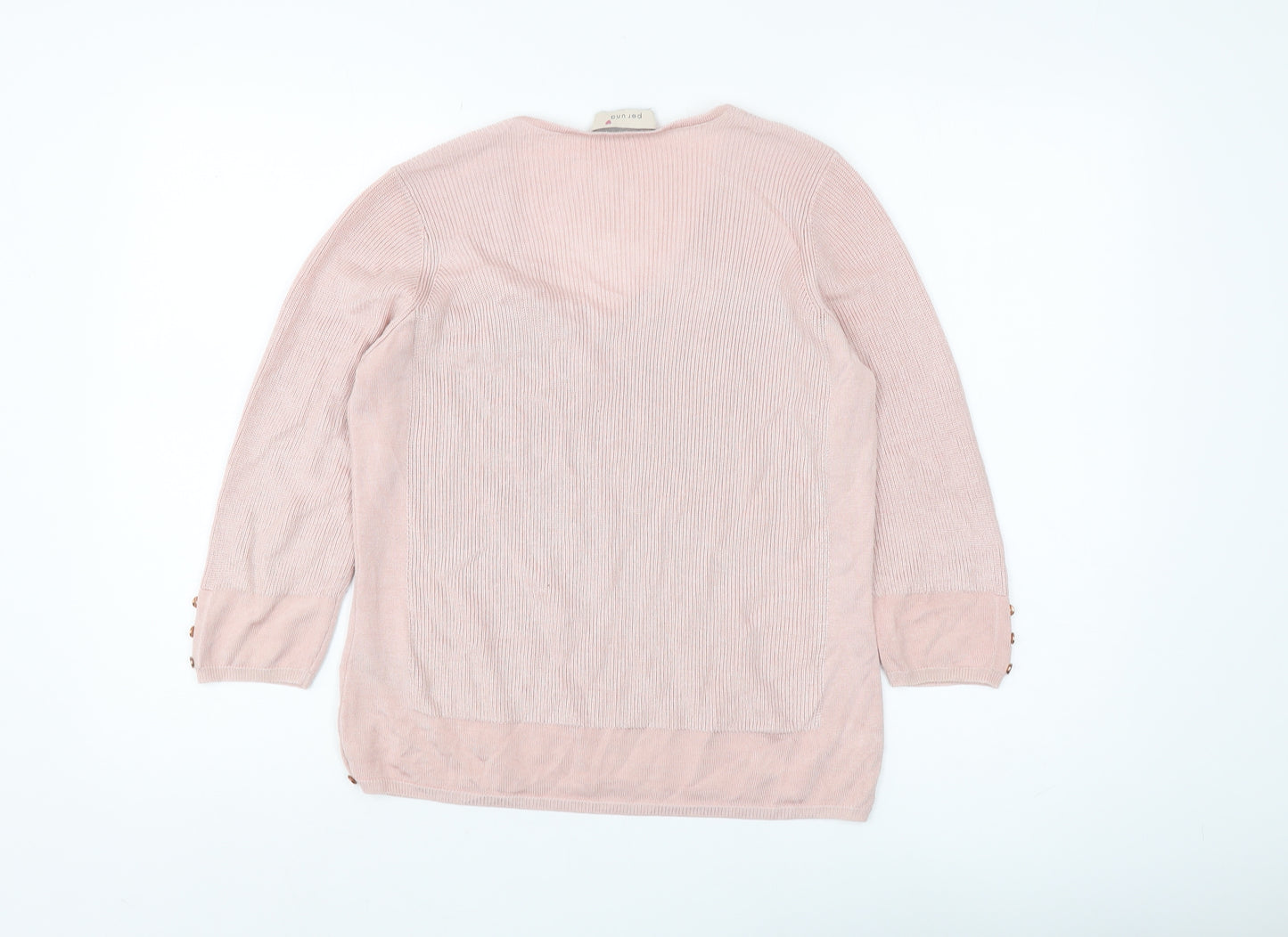 Marks and Spencer Women's Pink 3/4 Sleeve V-Neck Pullover Jumper