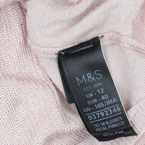 Marks and Spencer Women's Pink 3/4 Sleeve V-Neck Pullover Jumper