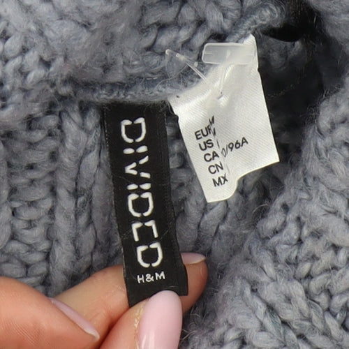H&M Women's Grey Roll Neck Cable-Knit Jumper