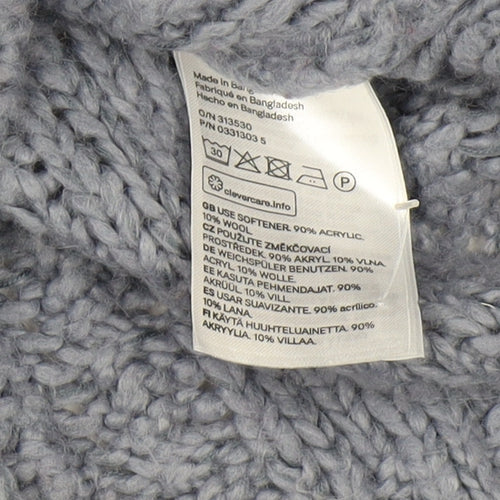 H&M Women's Grey Roll Neck Cable-Knit Jumper