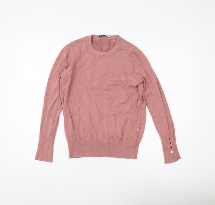 Zara Women Pink Pullover Jumper, Size M, Casual Knit