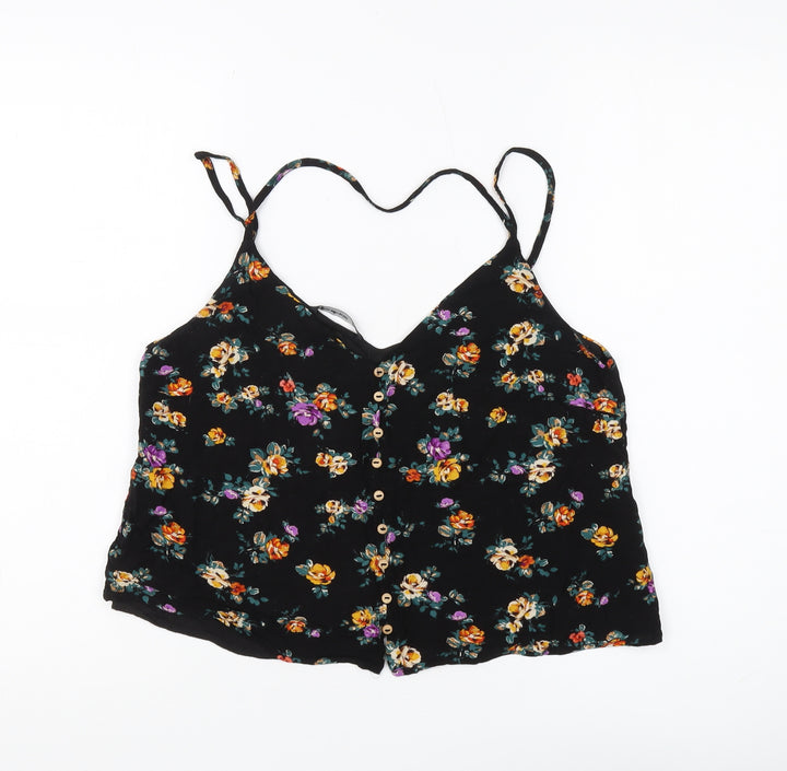 Stradivarius Women's Black Floral Camisole, Size M