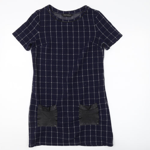 Dorothy Perkins Women's Blue Check Shift Dress Size 8