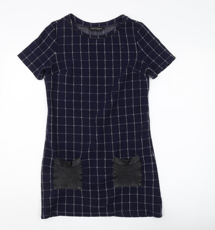 Dorothy Perkins Women's Blue Check Shift Dress Size 8