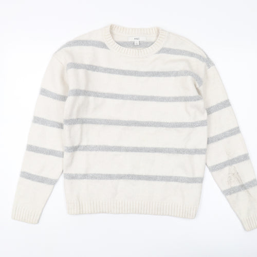 Marks and Spencer Women's Ivory Striped Pullover - S