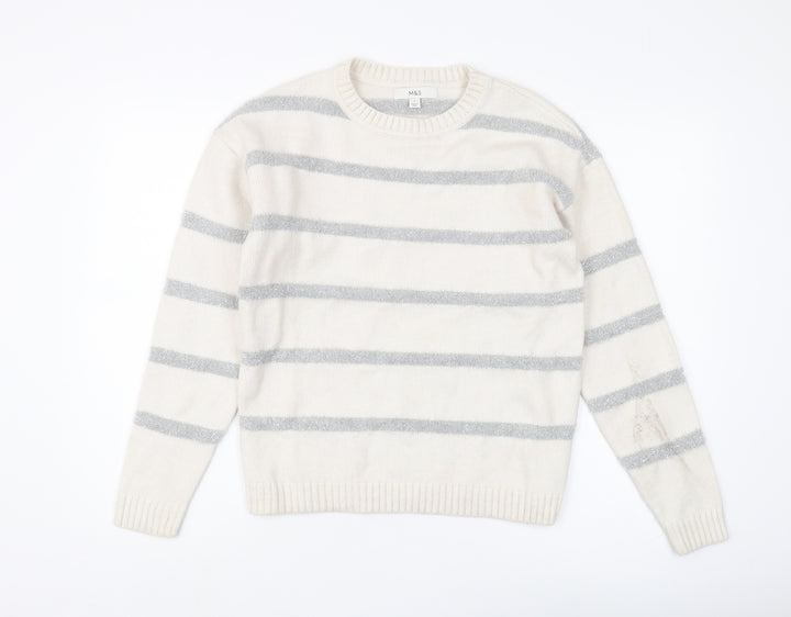 Marks and Spencer Women's Ivory Striped Pullover - S