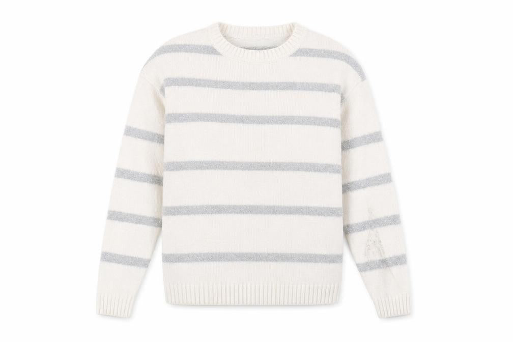 Front view of Marks & Spencer Women's Ivory Striped Pullover - S
