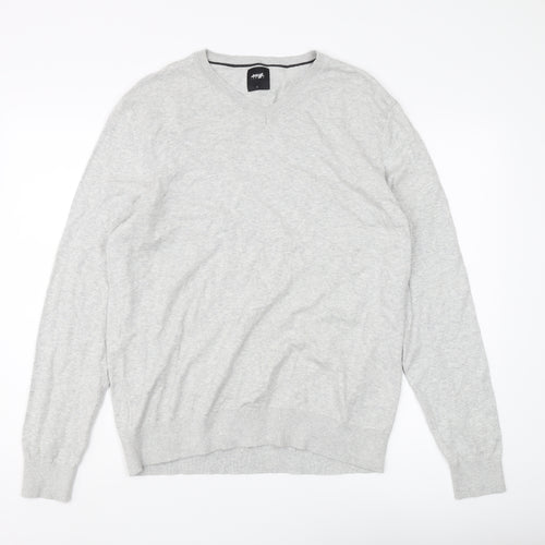 Burton Menswear Men's Grey V-Neck Pullover Jumper - L