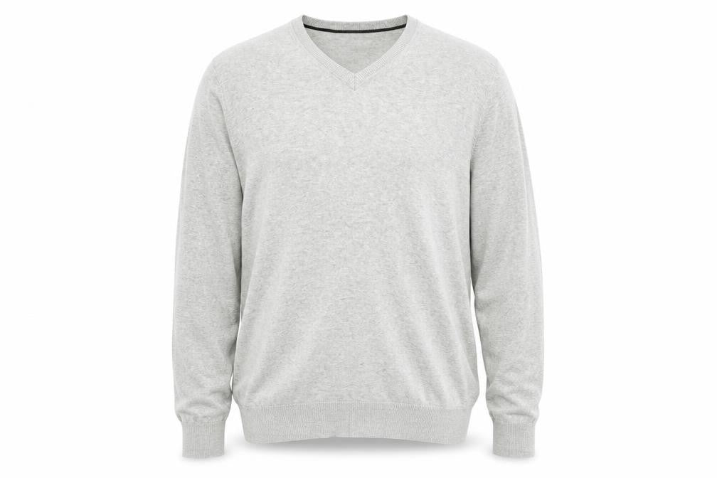Front view of Burton Menswear Men's Grey V-Neck jumper - L