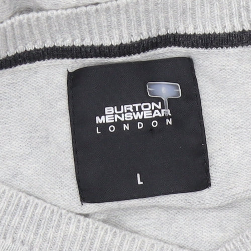 Burton Menswear Men's Grey V-Neck Pullover Jumper - L