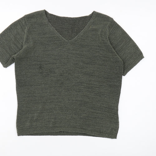 Marks and Spencer Women's Green V-Neck Pullover Jumper
