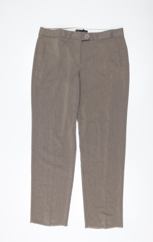 Marks and Spencer Women's Beige Straight Trousers Size 14