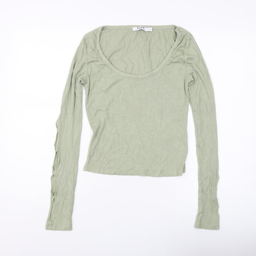 NA-KD Women's M Green Long Sleeve Blouse