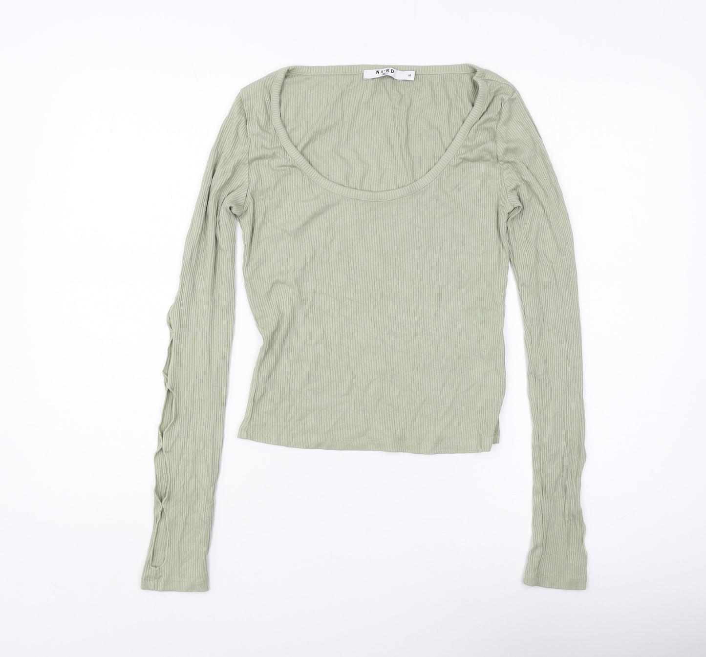 NA-KD Women's M Green Long Sleeve Blouse