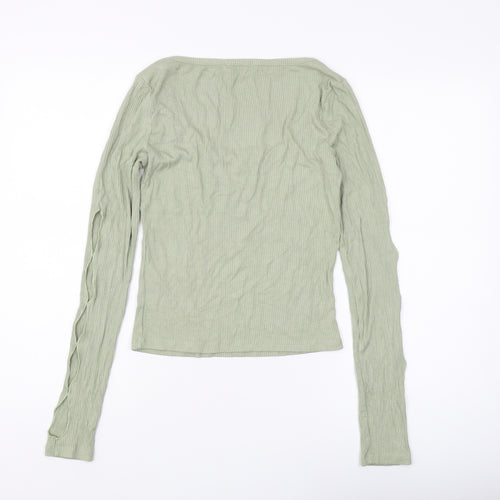 NA-KD Women's M Green Long Sleeve Blouse