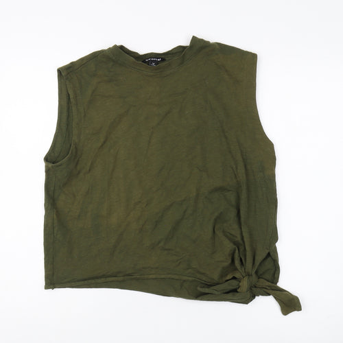 Whistles Women's Green Tank L Basic Crew Neck