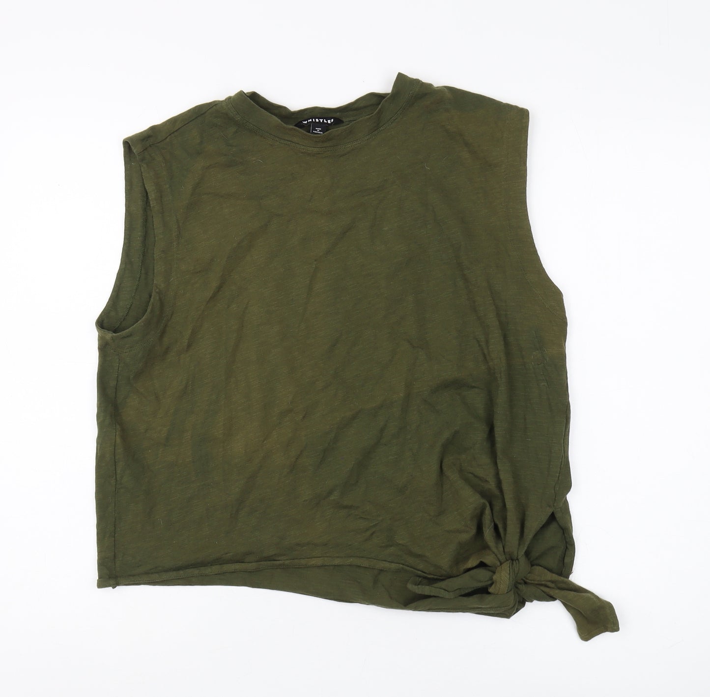 Whistles Women's Green Tank L Basic Crew Neck