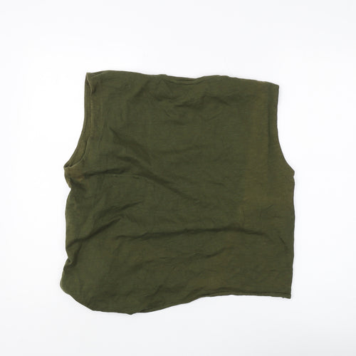 Whistles Women's Green Tank L Basic Crew Neck
