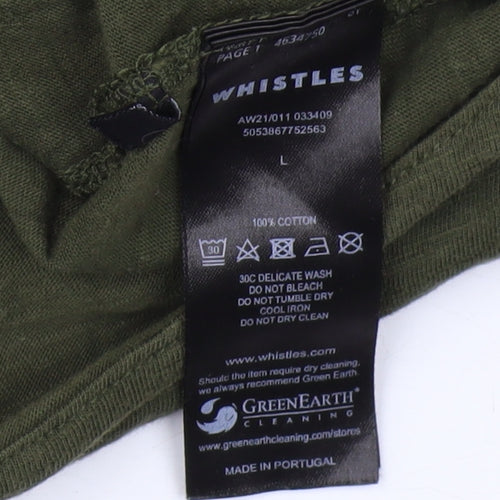 Whistles Women's Green Tank L Basic Crew Neck