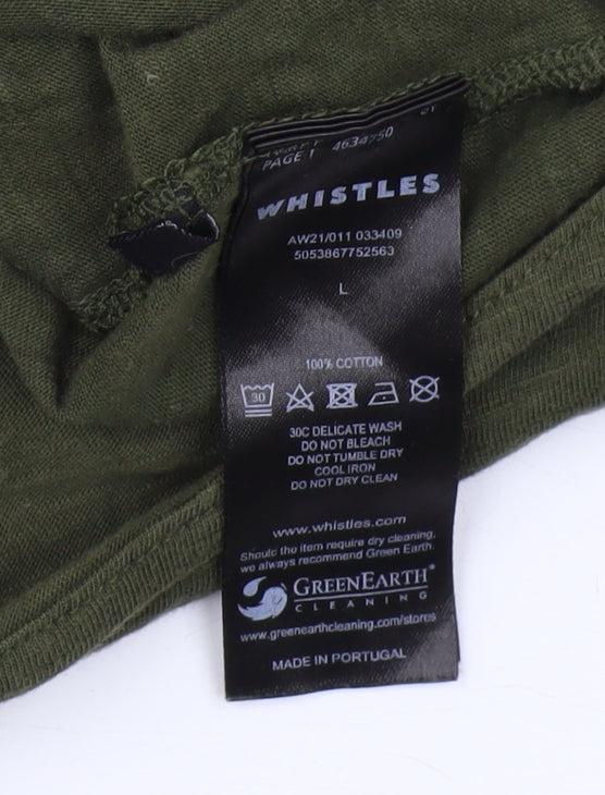 Whistles Women's Green Tank L Basic Crew Neck