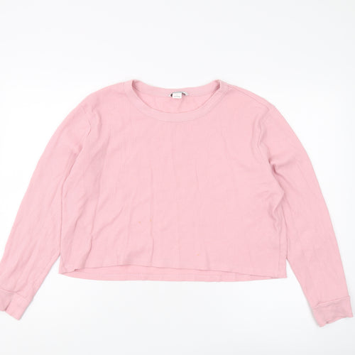 Monki Women's Pink Long Sleeve Jersey Top Size L