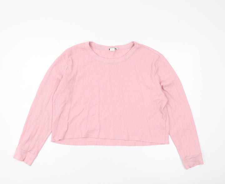 Monki Women's Pink Long Sleeve Jersey Top Size L