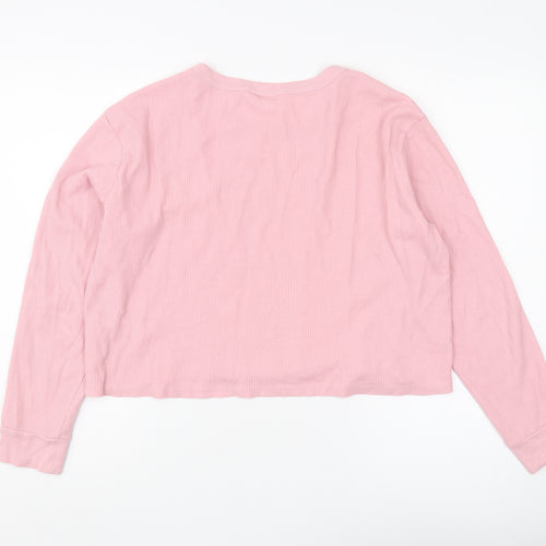 Monki Women's Pink Long Sleeve Jersey Top Size L