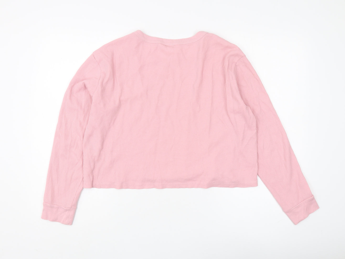 Monki Women's Pink Long Sleeve Jersey Top Size L
