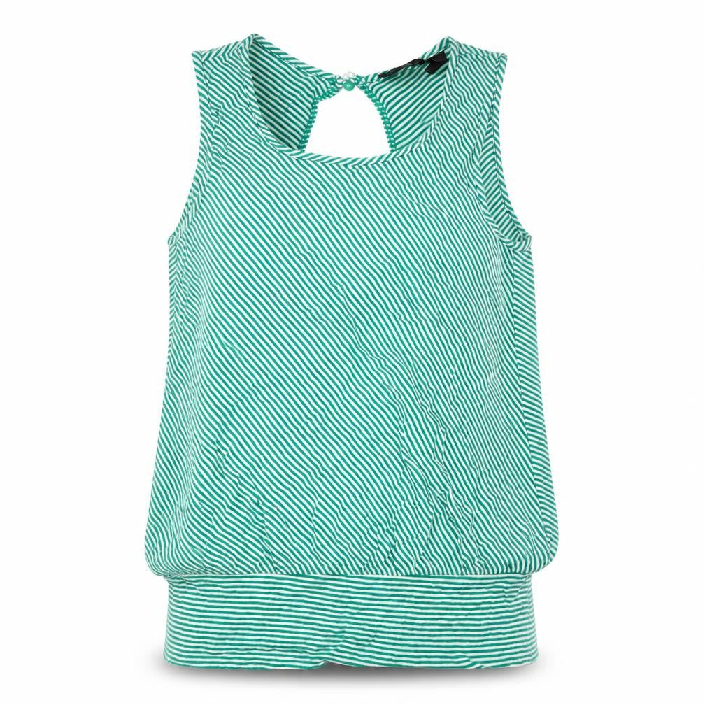 Front view of Mango Women Green Striped Tank Top, size 12
