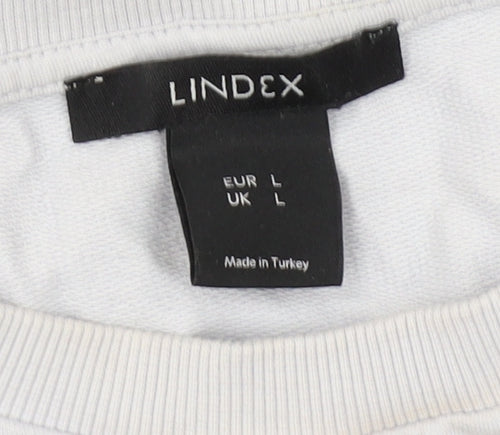 Lindex Women's White Cotton T-Shirt, Size L, Casual Style