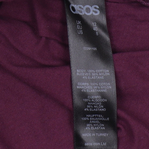ASOS Women's Purple 3/4 Sleeve Top, Size 12 Maternity