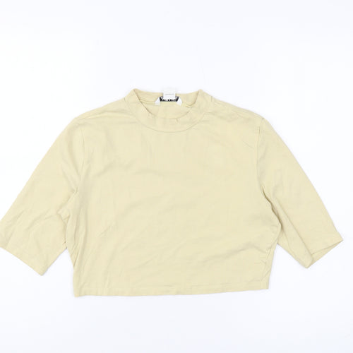 Monki Women's Beige Cropped T-Shirt Size 12