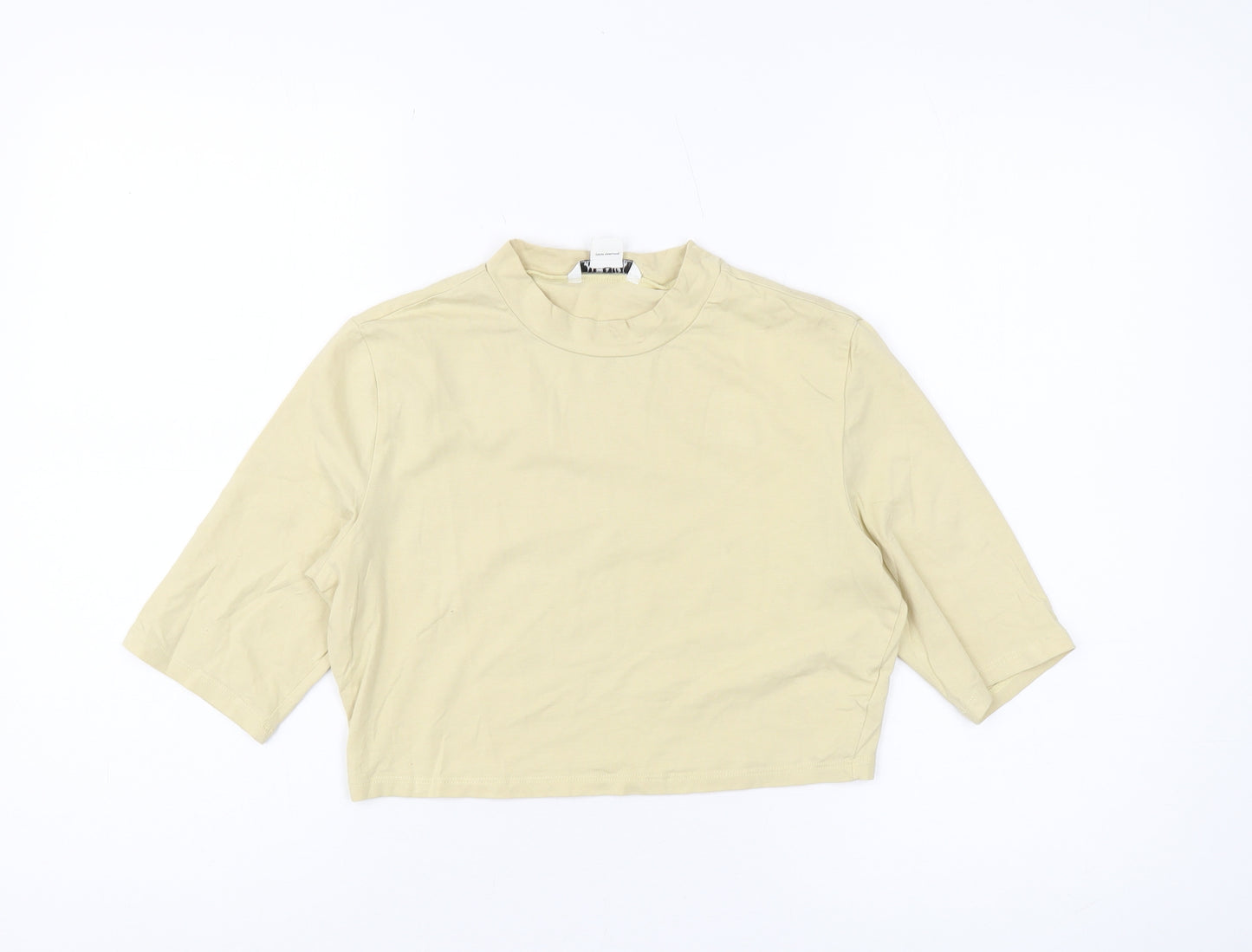 Monki Women's Beige Cropped T-Shirt Size 12