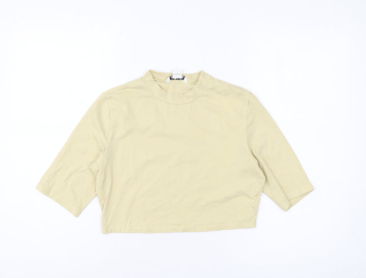 Monki Women's Beige Cropped T-Shirt Size 12