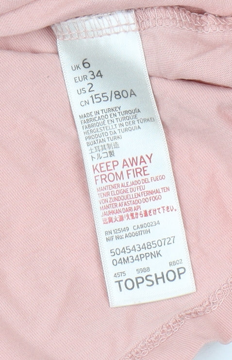 Topshop Women's Pink T-Shirt, Size 6, City Style
