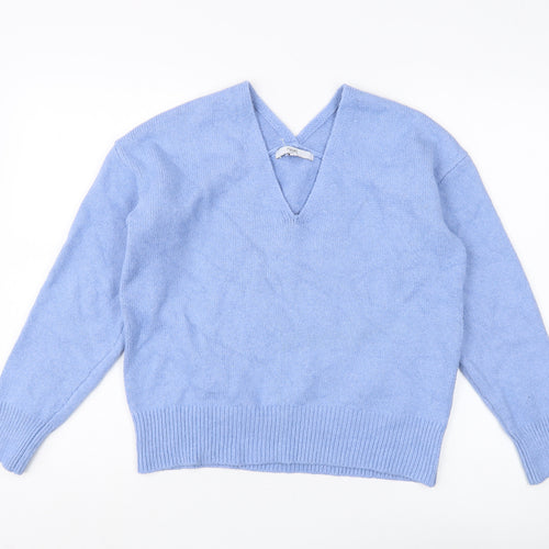 Next Women's Blue V-Neck Pullover Jumper M
