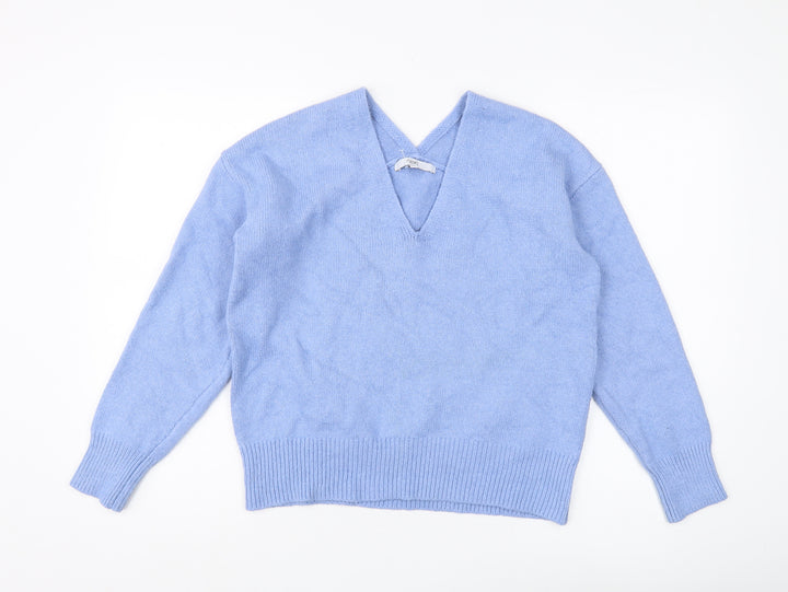 Next Women's Blue V-Neck Pullover Jumper M