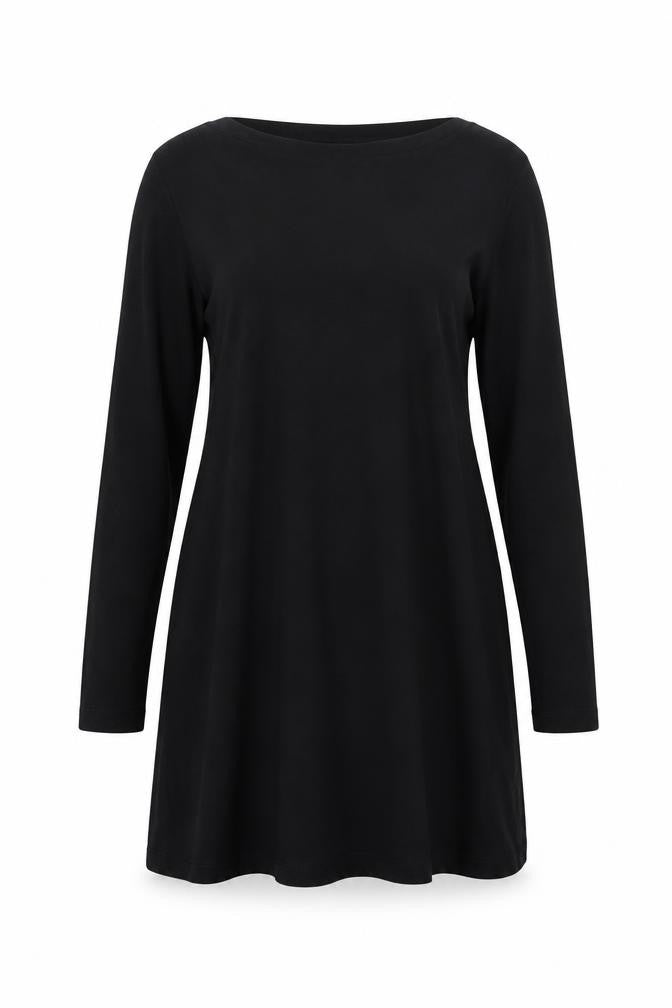 Front view of ASOS Maternity Black Long Sleeve Cotton Dress