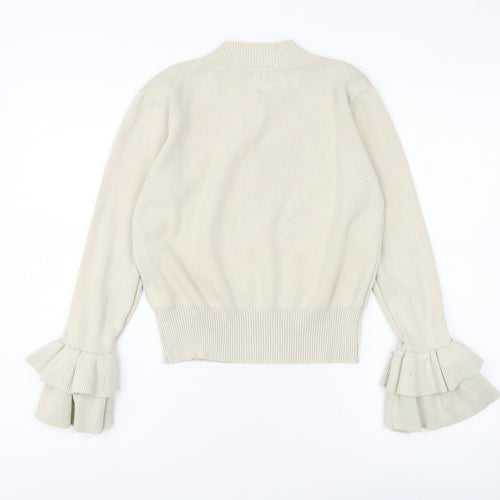 by clara Women's Beige Mock Neck Pullover Jumper S