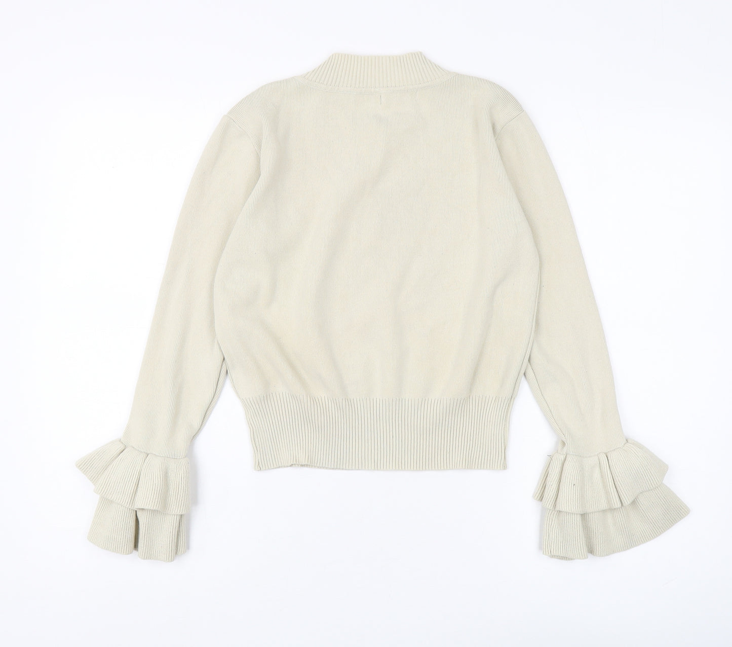 by clara Women's Beige Mock Neck Pullover Jumper S