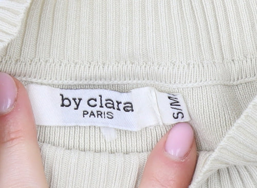 by clara Women's Beige Mock Neck Pullover Jumper S