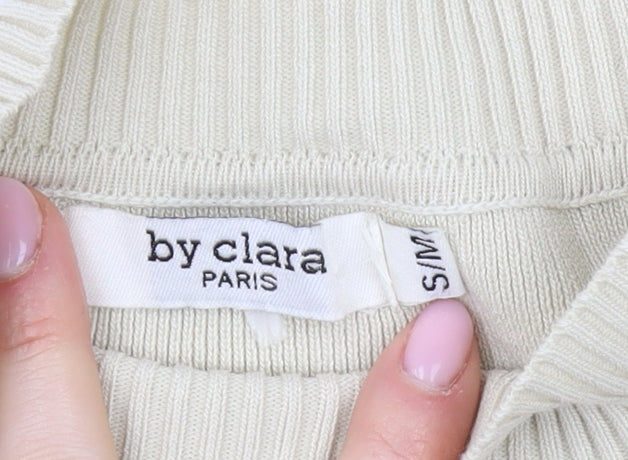 by clara Women's Beige Mock Neck Pullover Jumper S