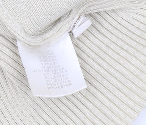 by clara Women's Beige Mock Neck Pullover Jumper S