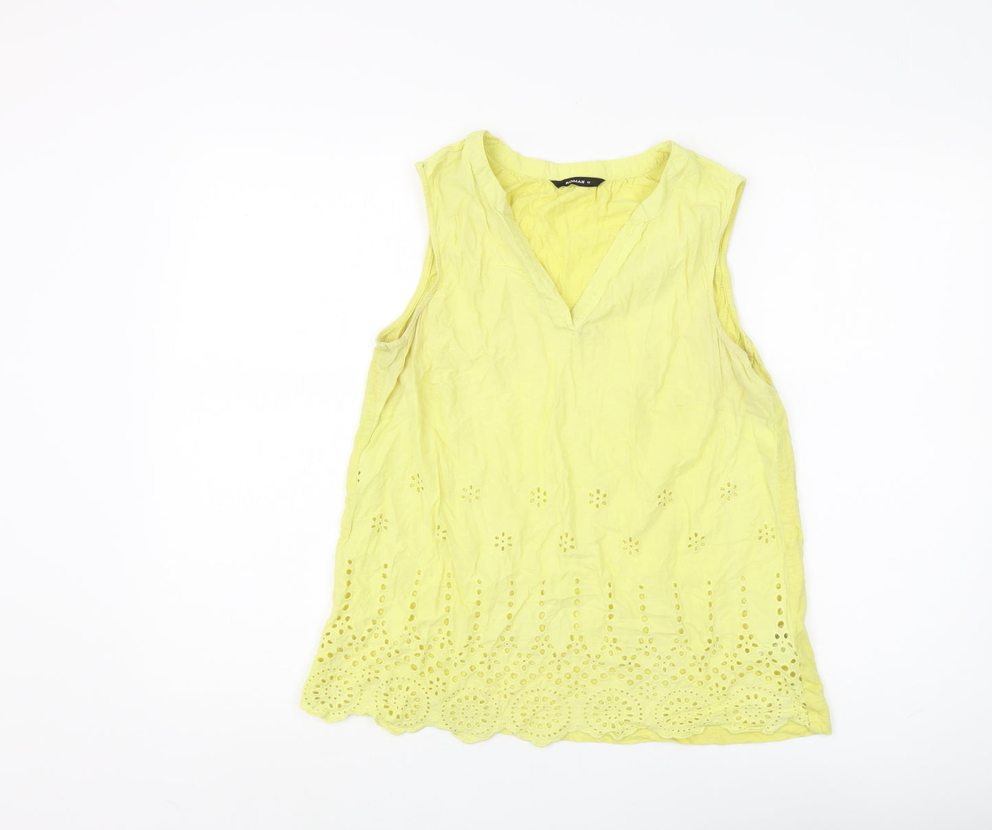 Roman Women's Yellow Sleeveless Tunic Tank, Size 12