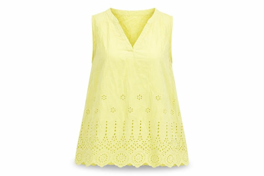 Front view of Roman Women's Yellow Sleeveless Tunic Tank, size 12
