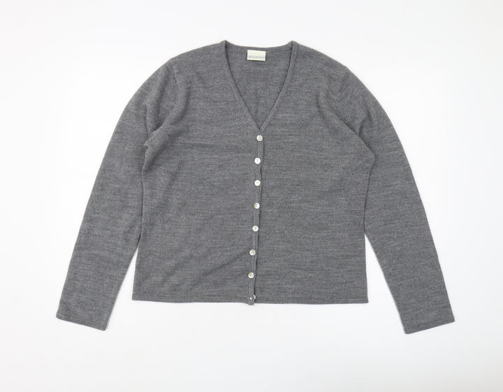 Joie de Vivre Women's Grey Cardigan - Size L, V-Neck