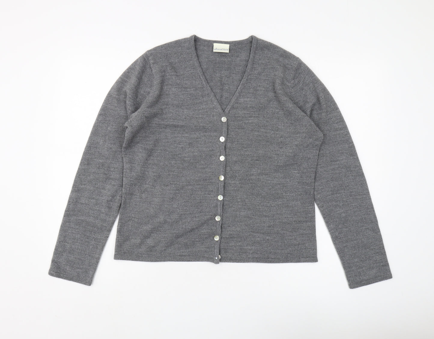 Joie de Vivre Women's Grey Cardigan - Size L, V-Neck