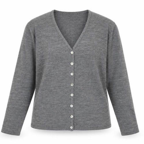 Joie de Vivre Women's Grey Cardigan - Size L, V-Neck