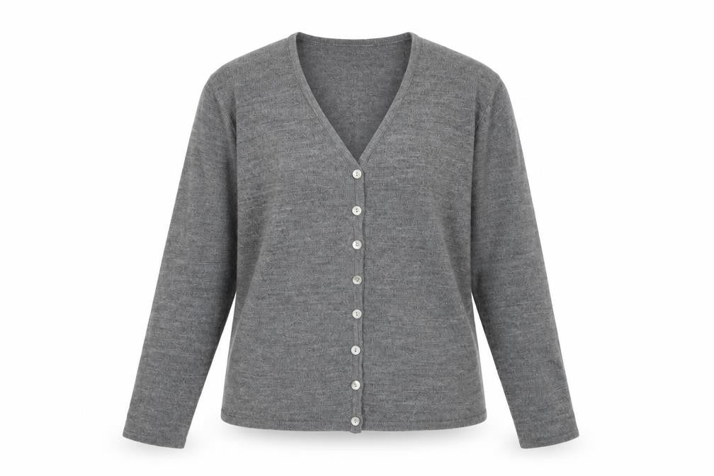 Joie de Vivre Women's Grey Cardigan - Size L, V-Neck